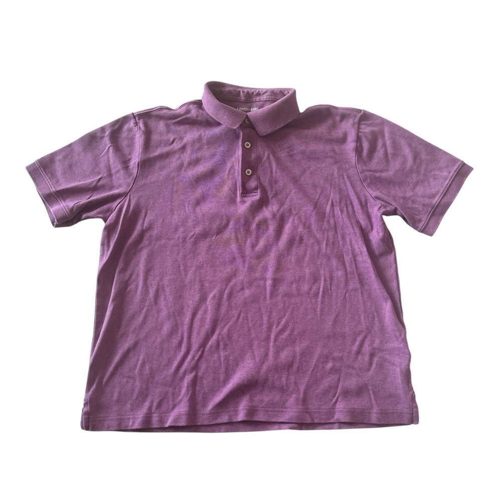 Lands' End Men's Size M 38-40 Orchid Purple Polo Short Sleeve 100% Cotton